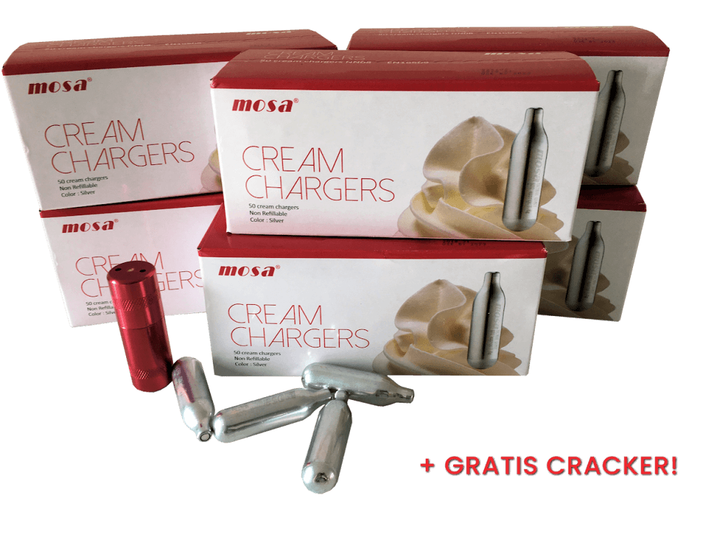 Slagroompatronen met gratis cracker