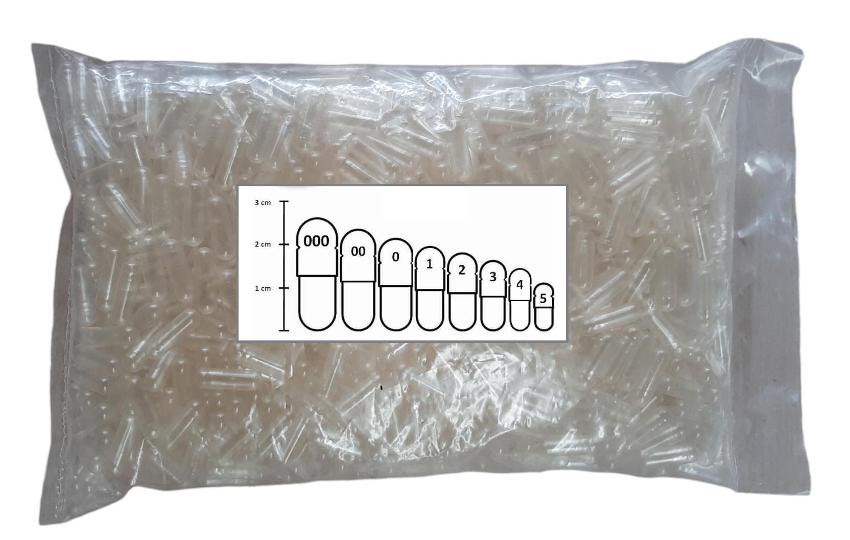 Lege vegetarisch capules transparant alle maten in zakken van 1000 of 5000