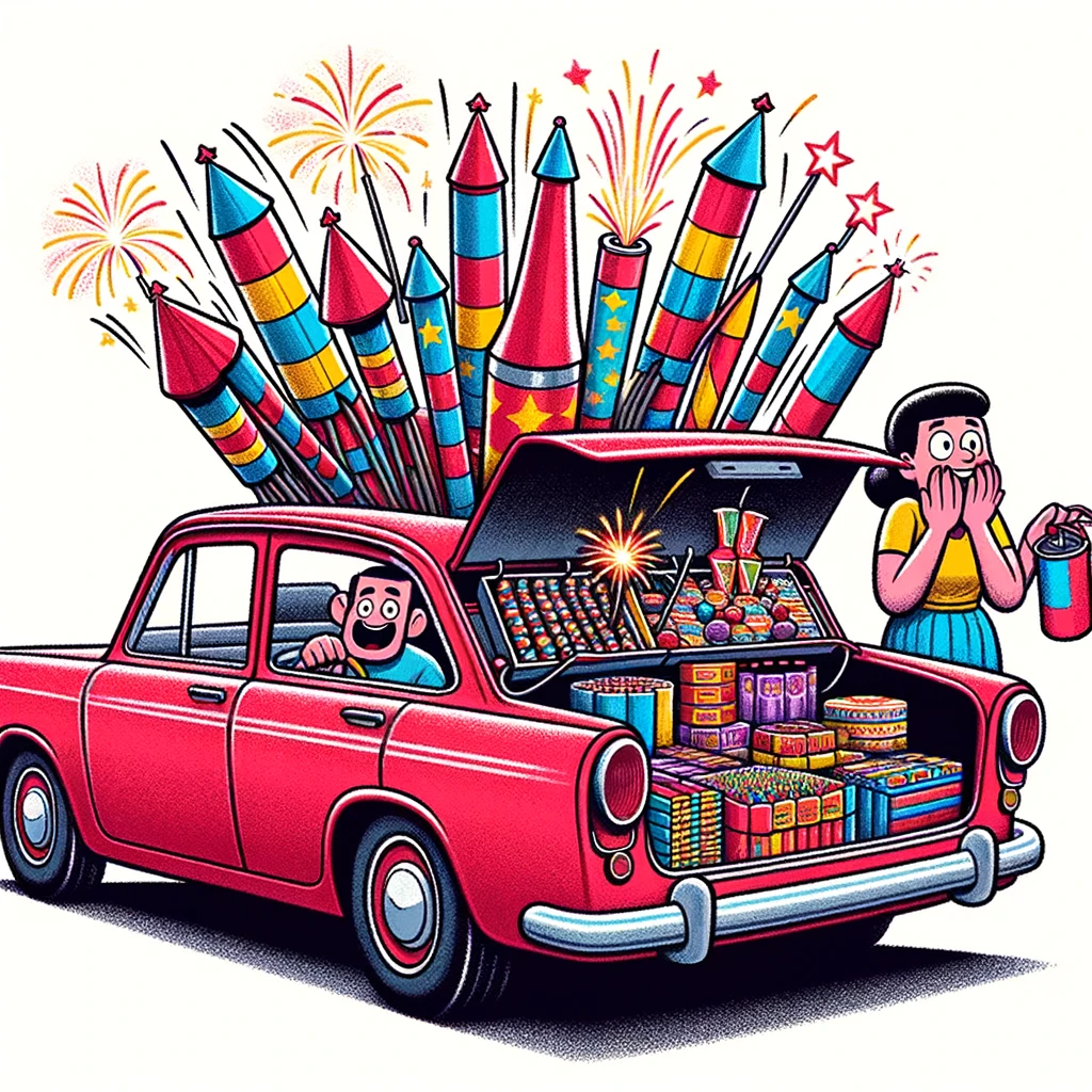 Auto vol vuurwerk