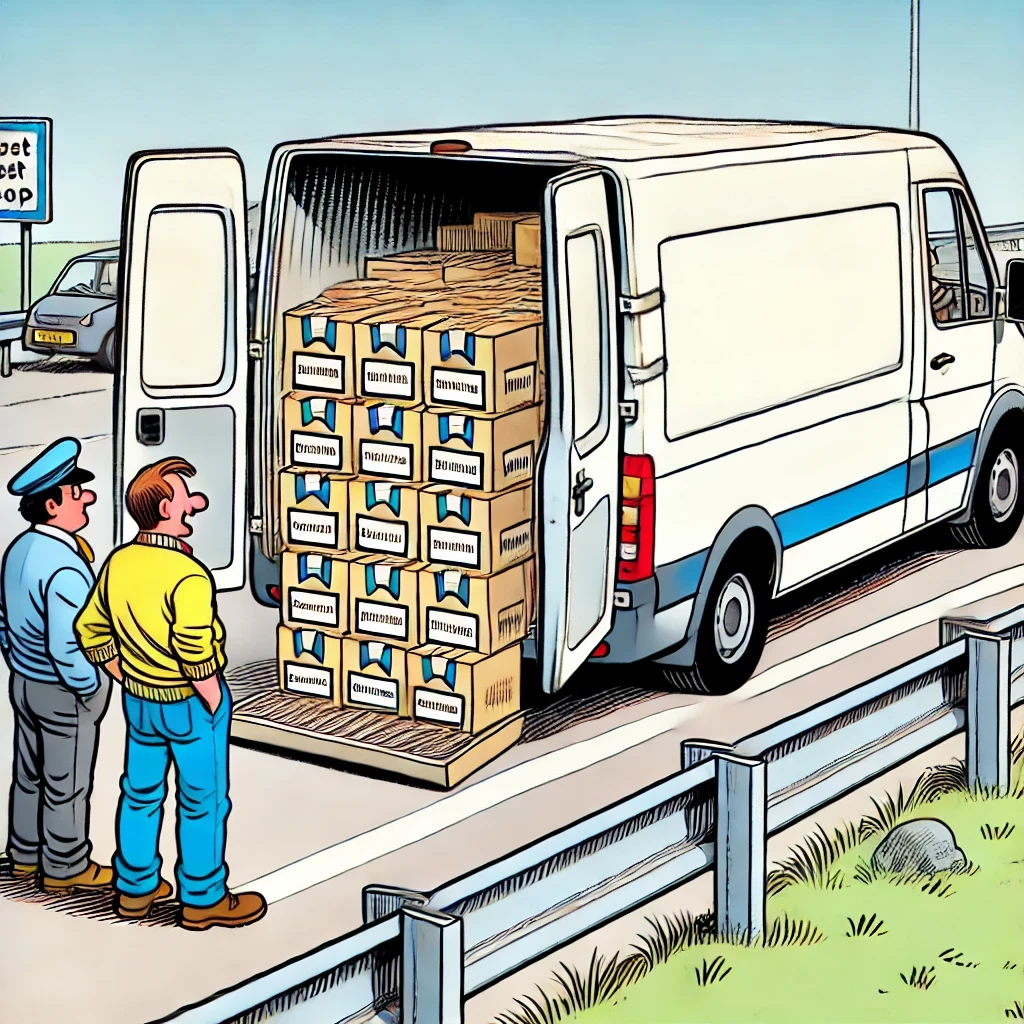 Bestelbus vol met sigaretten