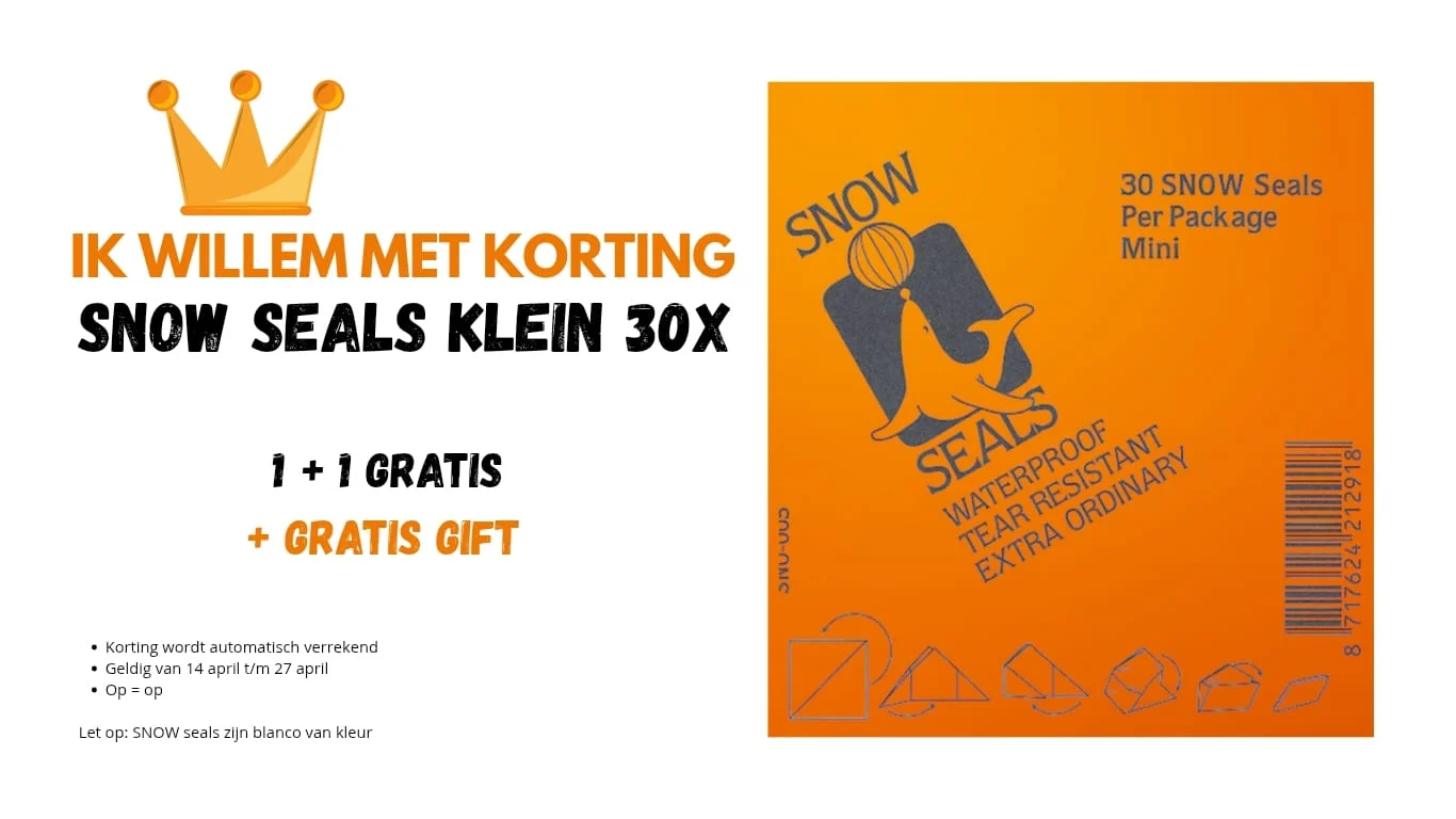 Een actie van Snow seals klein voor Koningsdag 2025 bij Wapwinkel.com