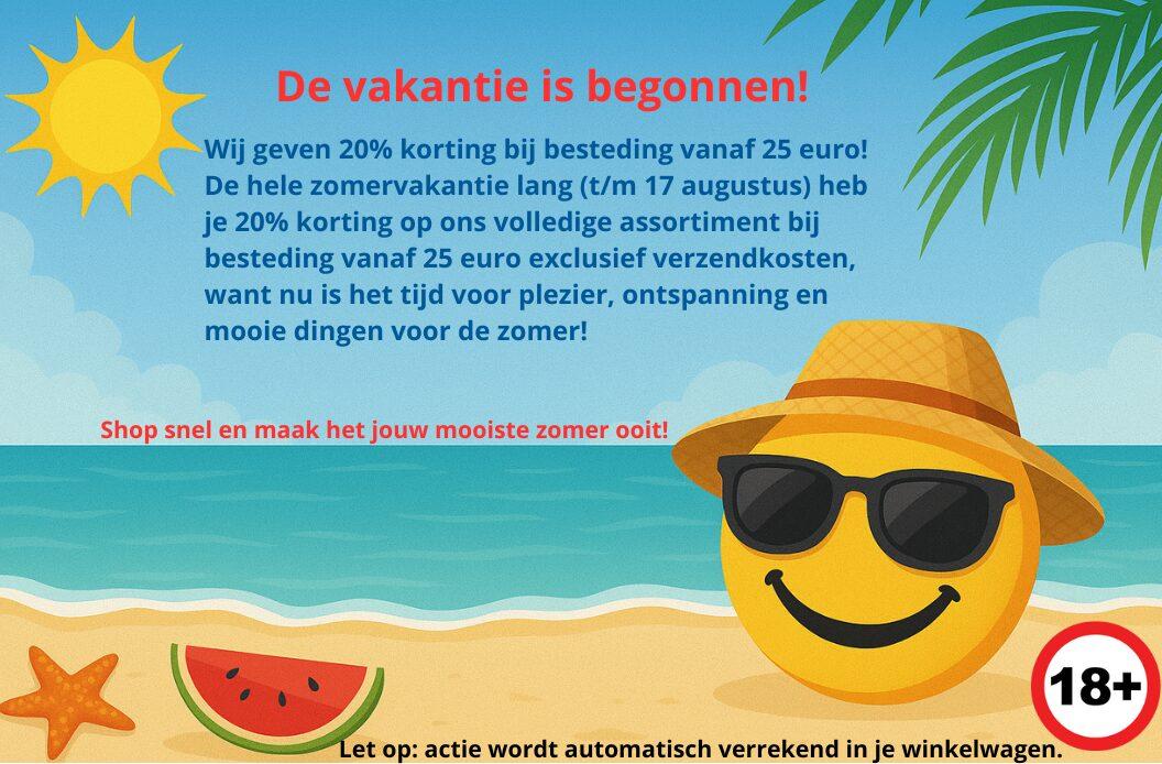 "Zomeractie 2025: 20% korting op alles bij Wapwinkel – vakantie, feestjes, plezier.