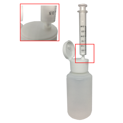 Flesje 100 ml met 3 ml doseerspuitje