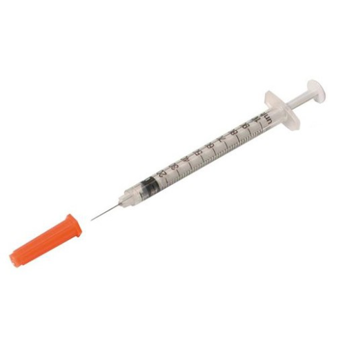Insulinespuitje met naald, 0,5 ml, U100