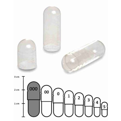 Gelatine capsules transparant maat 000