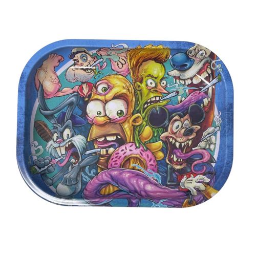 Rolling tray  stoned cartoons - 14 x 18 cm