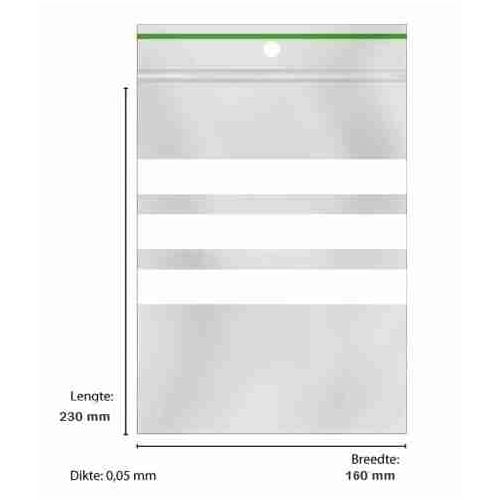 Sluitzakjes 160 x 230 mm met schrijfvlak