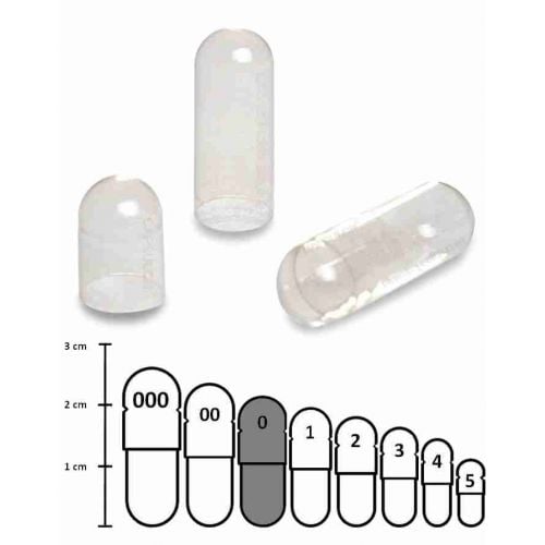Gelatine capsules transparant maat 0